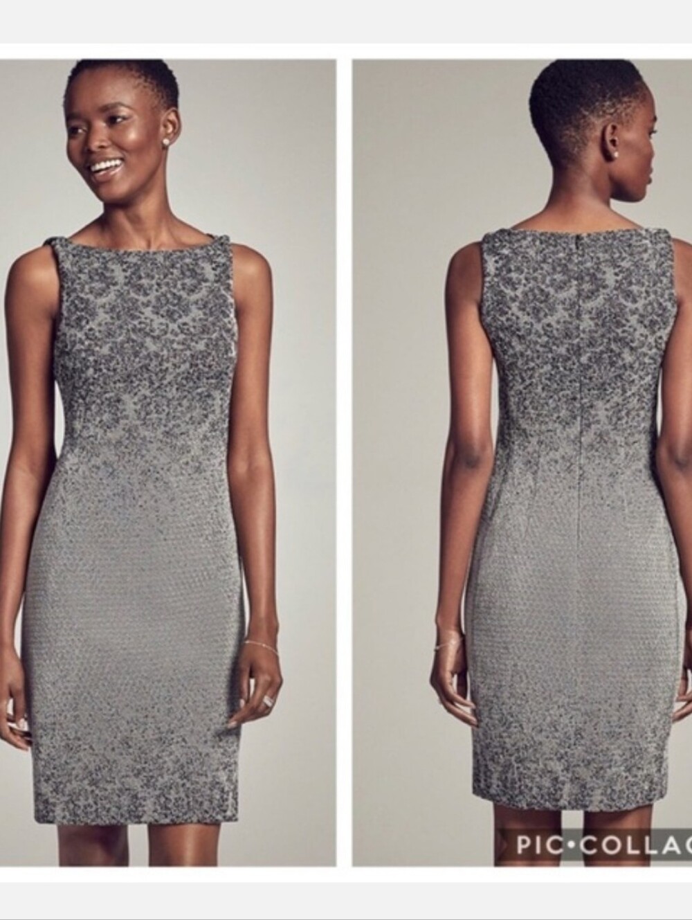 MM Lafleur Lydia Sheath Twist Shoulder Dress Gray Dapple Ombre Size 2